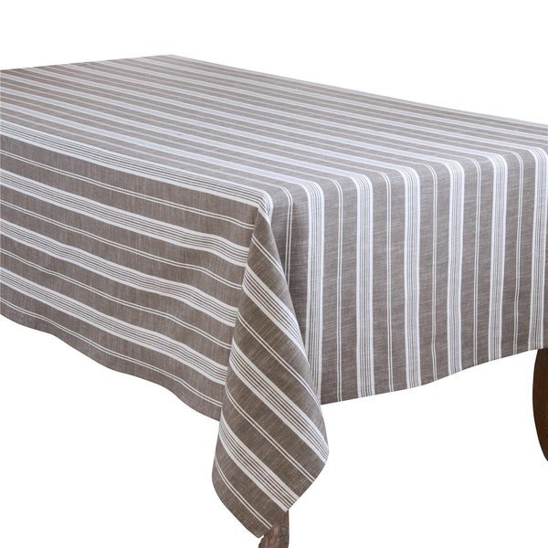 Saro Lifestyle SARO  65 x 104 in. Oblong Cotton Tablecloth with Grey Striped Design 5618.GY65104B